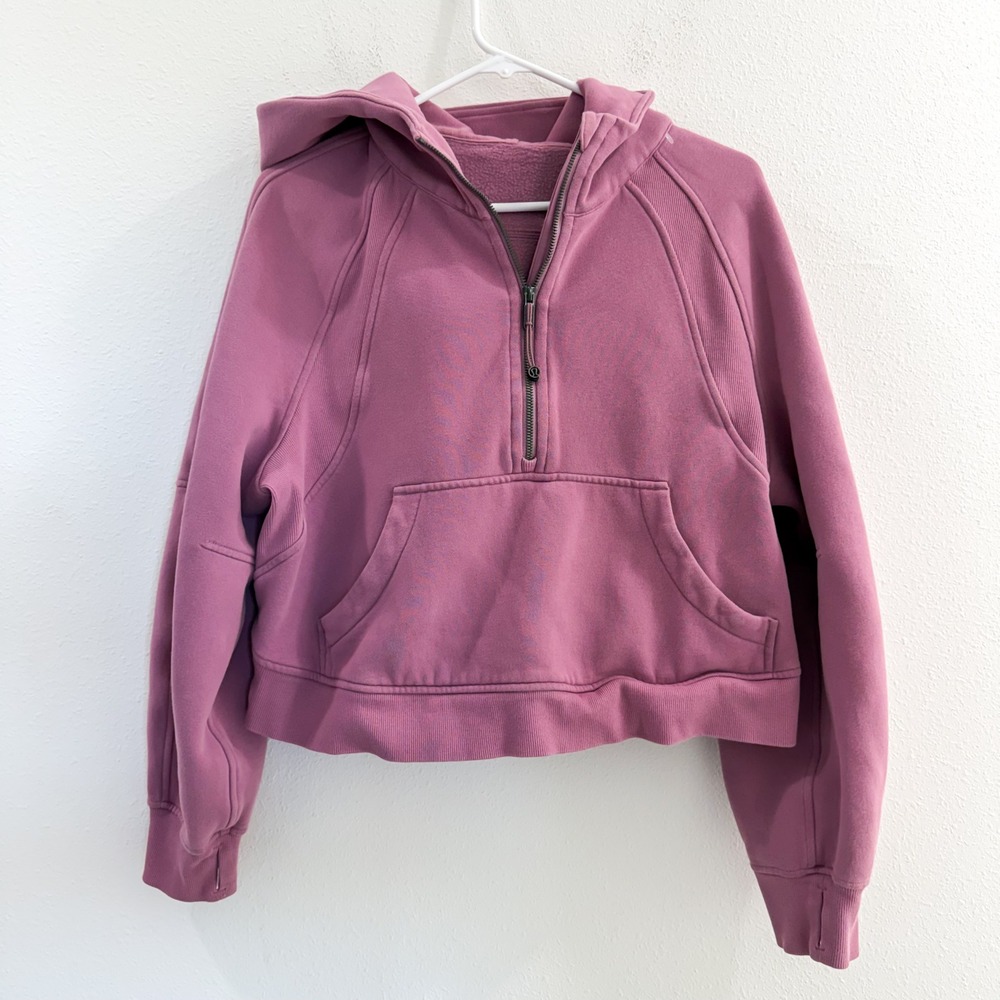 Lululemon Hoodie women's M/L Scuba Oversized Half‎ 1/2 Zip Pink Crop Fairy